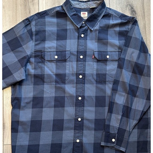 Levi's Other - Levi Men's Plaid Button Down Long Sleeve Shirt Blue XXL Blue Navy Plaid